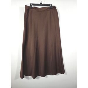 Sandra Darren Brown A-Line Midi Skirt Womens Size 14 Back Zip Solid Business